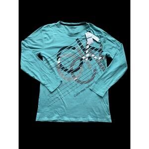 Calvin Klein Performance Boys Green Shirt Size L 14/16 Graphic Tee Written Logo